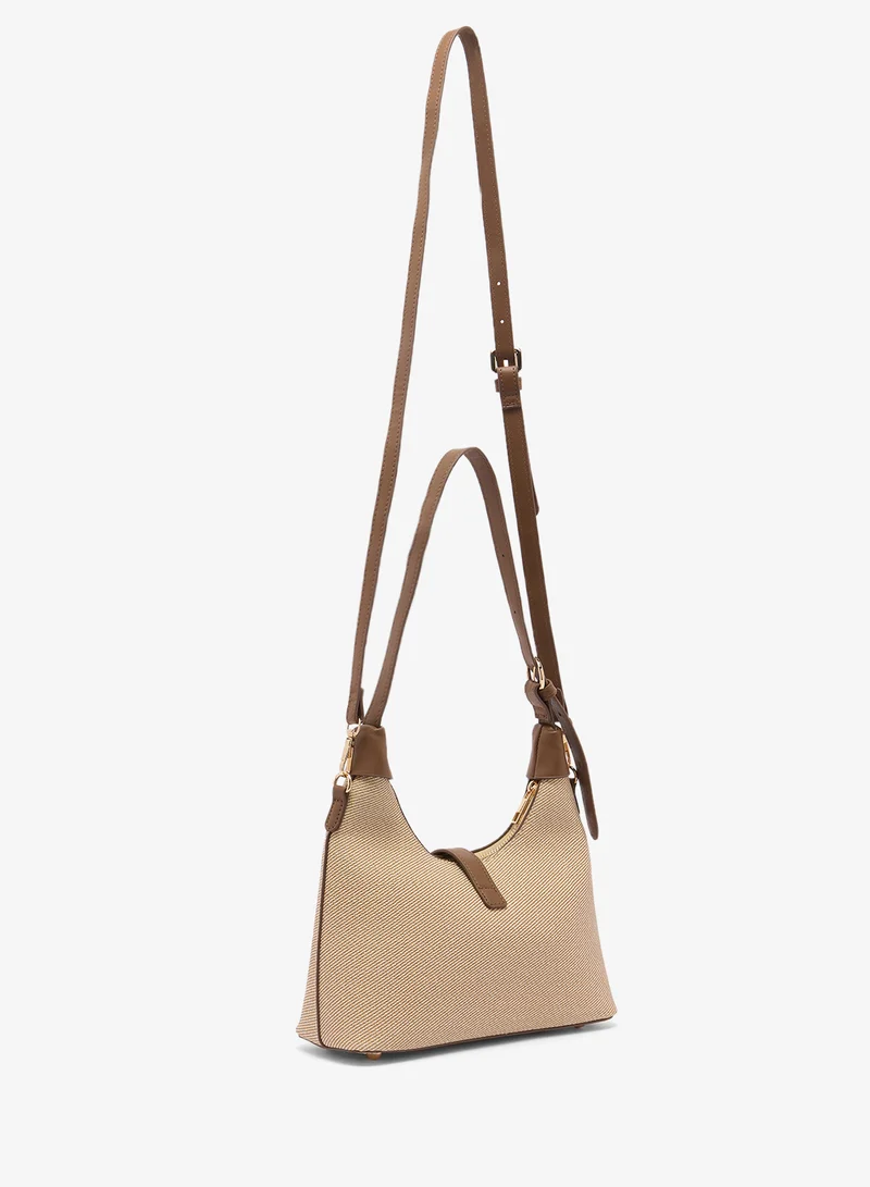 GLAMOROUS Raffia Shoulder Bag with Faux Leather